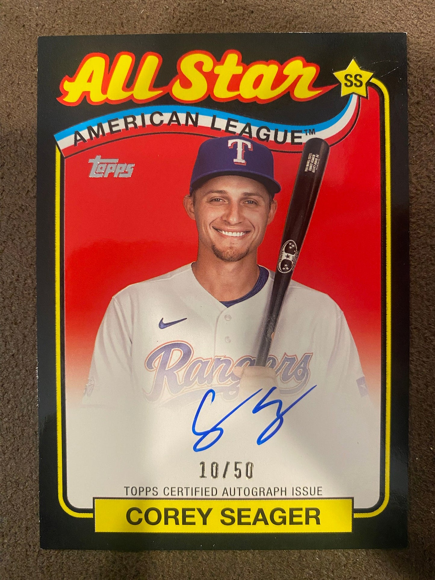 Corey Seager - 2024 Topps Series 2 - 1989 All Star Black AUTO /50 - Rangers