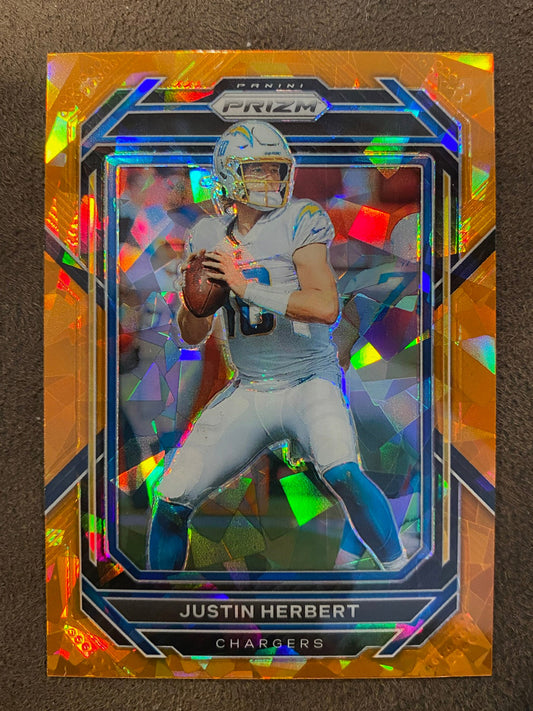 Justin Herbert - 2022 Panini Prizm - Orange Cracked Ice - Chargers
