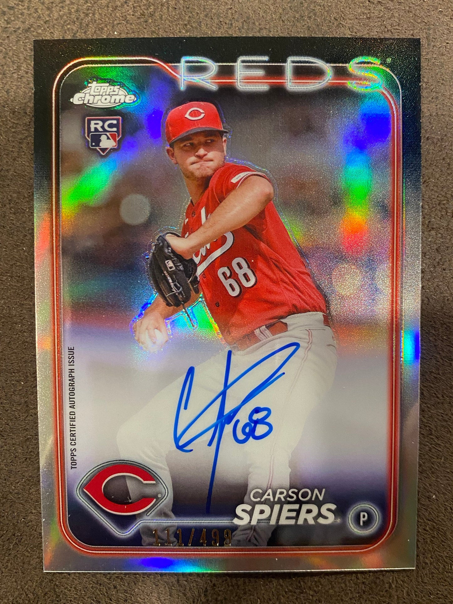 Carson Spiers - 2024 Topps Chrome - Refractor AUTO /499 - Reds