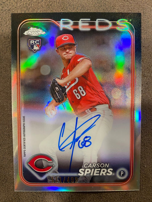 Carson Spiers - 2024 Topps Chrome - Refractor AUTO /499 - Reds