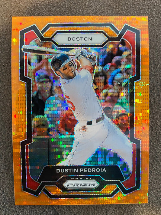 Dustin Pedroia - 2024 Panini Prizm - Orange Pulsar /399 - Red Sox