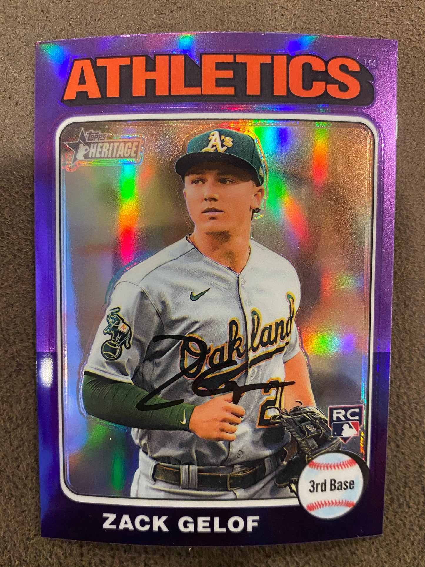Zack Gelof - 2024 Topps Heritage - Purple Refractor - Athletics
