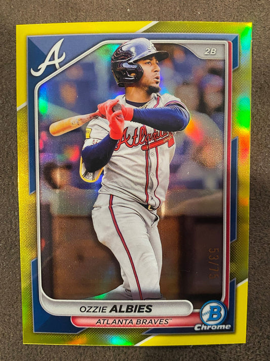 Ozzie Albies - 2024 Bowman Chrome - Yellow /75 - Braves