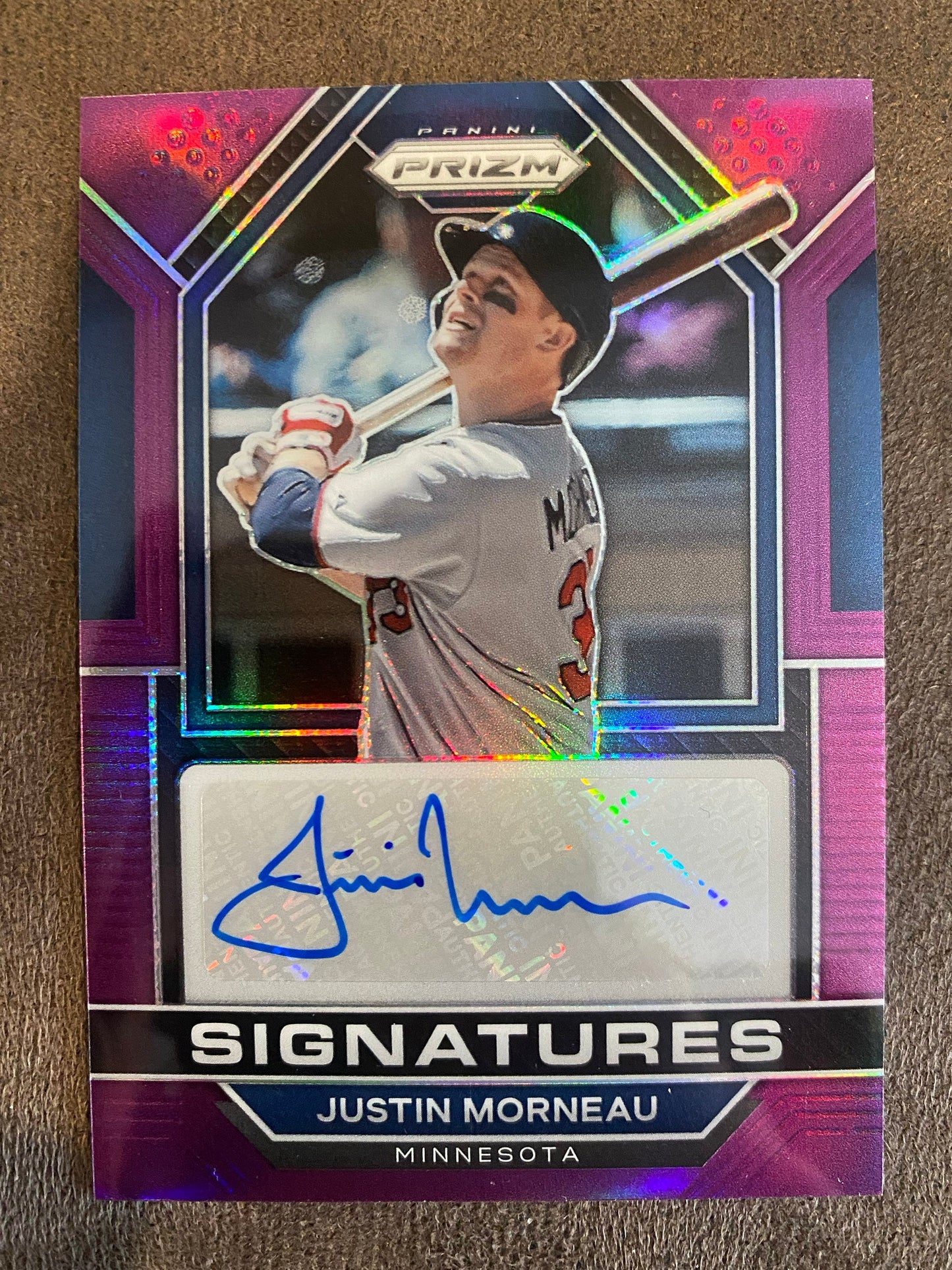 Justin Morneau - 2023 Panini Prizm - Purple AUTO /99 - Twins