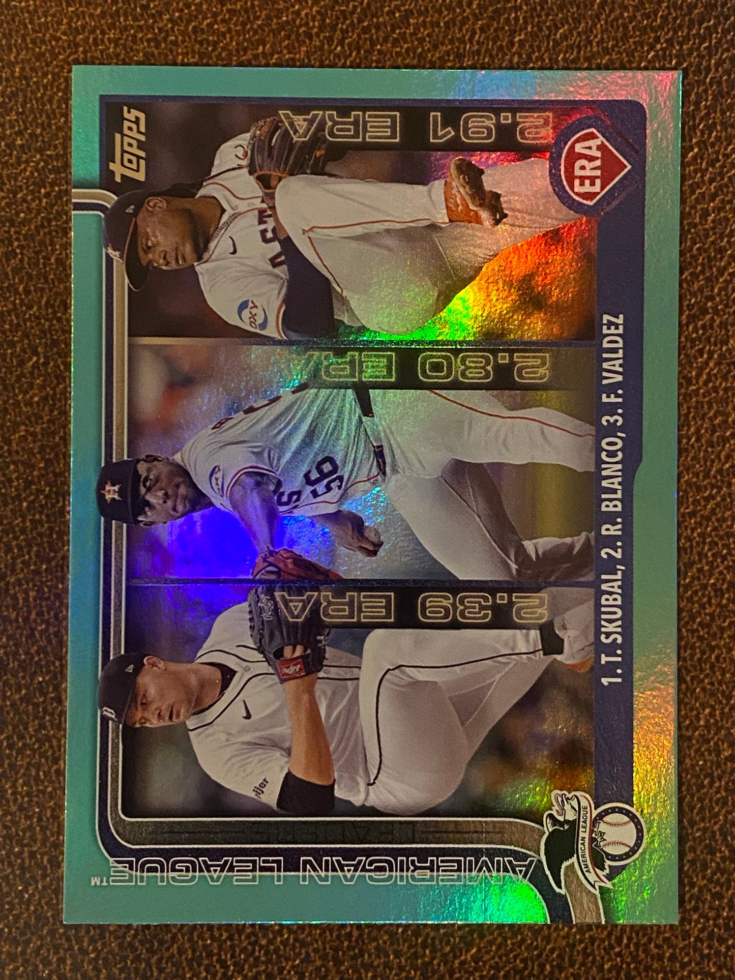 Skubal/Blanco/Valdez - 2025 Topps Series 1 - Aqua Rainbow Foil - Astros