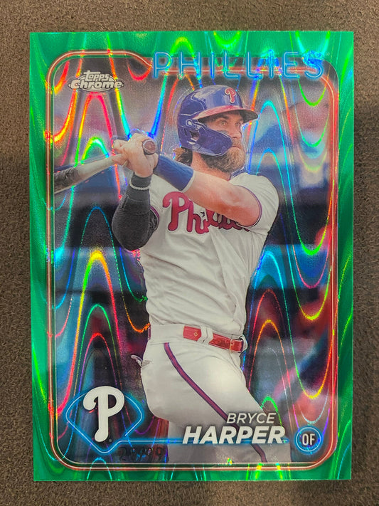 Bryce Harper - 2024 Topps Chrome - Green Raywave /99 - Phillies