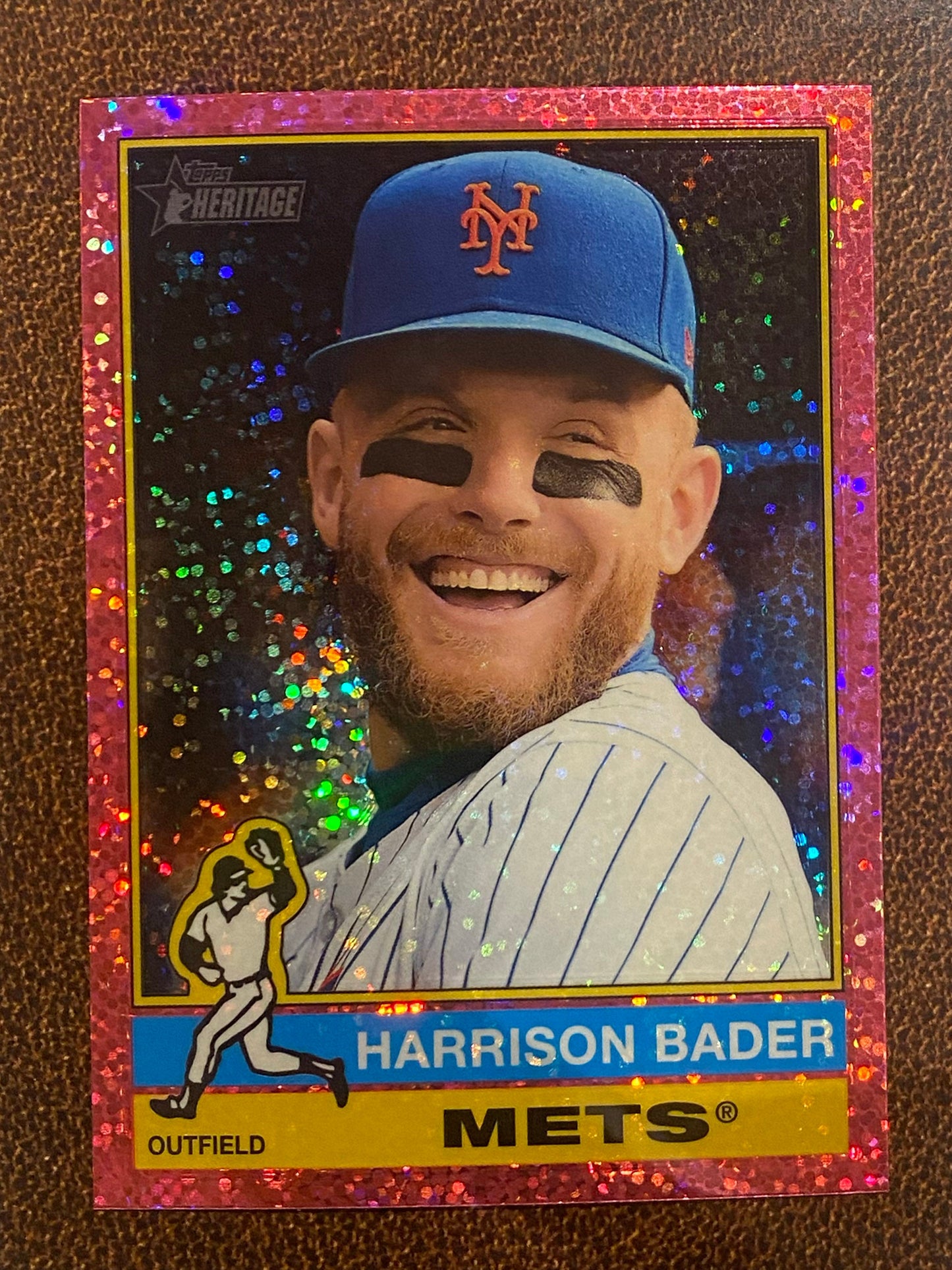 Harrison Bader - 2025 Topps Heritage - Pink Sparkle - Mets