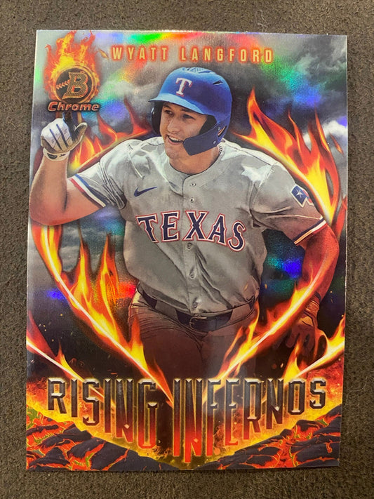 Wyatt Langford - 2023 Bowman Chrome - Rising Infernos - Rangers