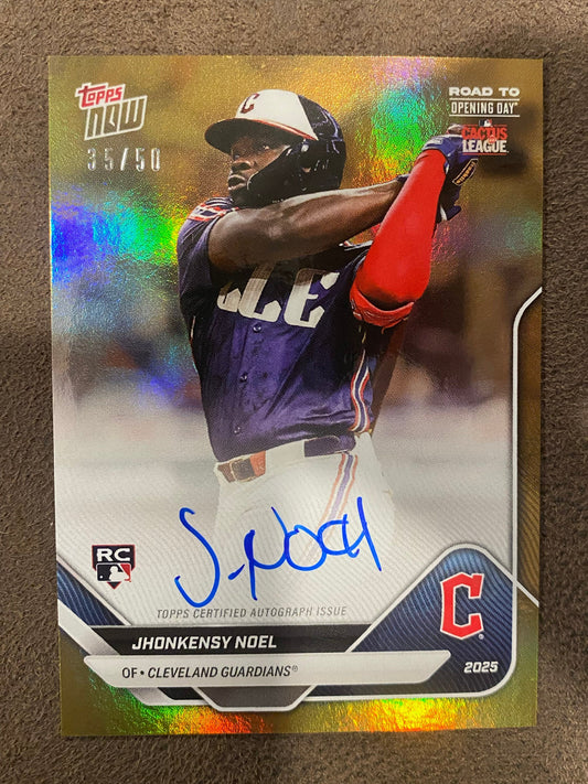 Jhonkensy Noel - 2025 Topps Now - Road To Opening Day GOLD Foil AUTO /50 - Guardians