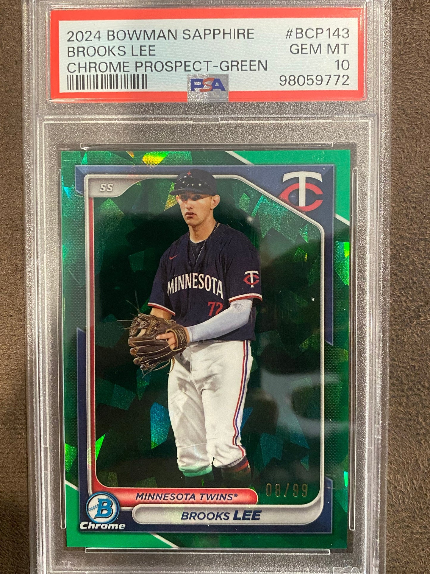 Brooks Lee - 2024 Bowman Sapphire - Green Chrome /99 (PSA 10) - Twins