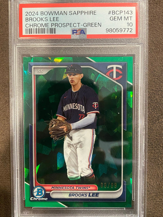 Brooks Lee - 2024 Bowman Sapphire - Green Chrome /99 (PSA 10) - Twins