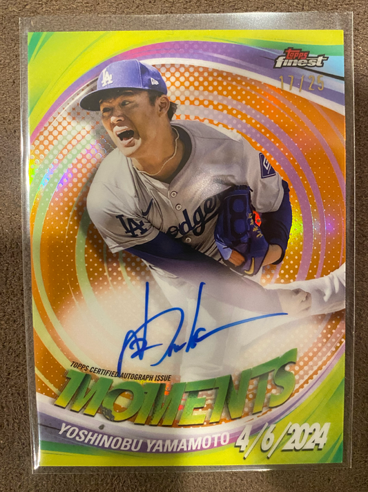 Yoshinobu Yamamoto - 2025 Topps Finest - Baseball Moments Orange AUTO /25 - Dodgers