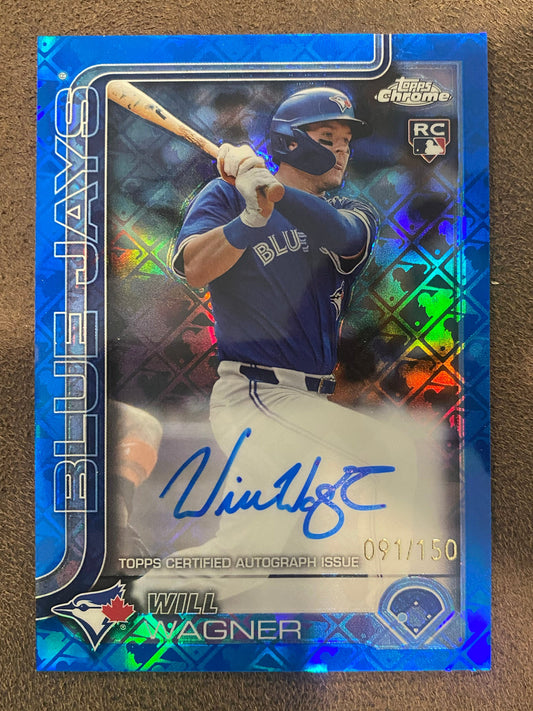 Will Wagner - 2025 Topps Chrome - Blue Logofractor AUTO /150 - Blue Jays