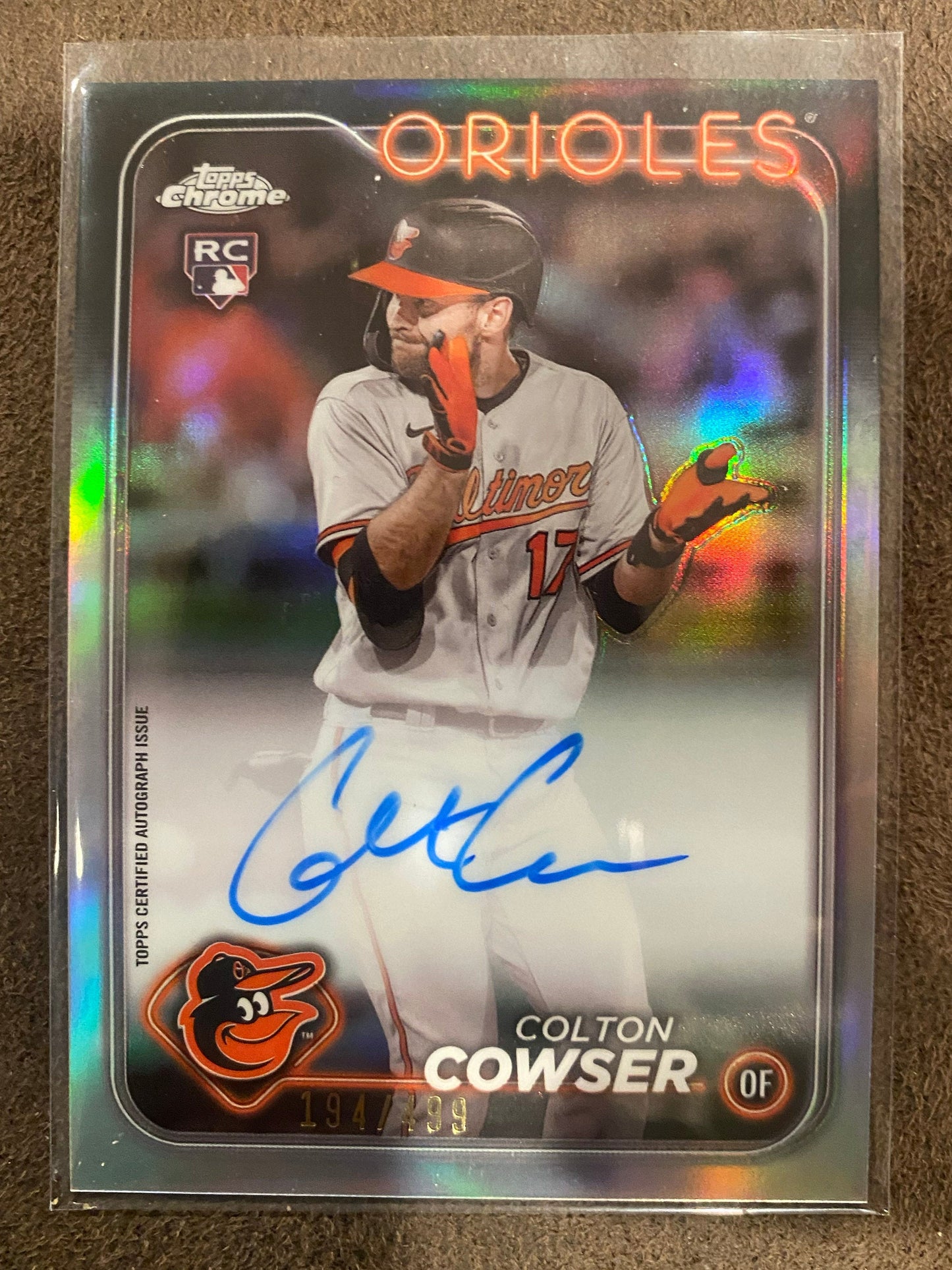 Colton Cowser - 2024 Topps Chrome - Rookie Refractor AUTO /499 - Orioles