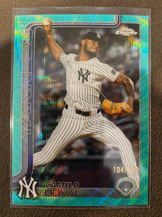 Camilo Doval - 2025 Topps Chrome Update - Aqua Wave /199 - Yankees