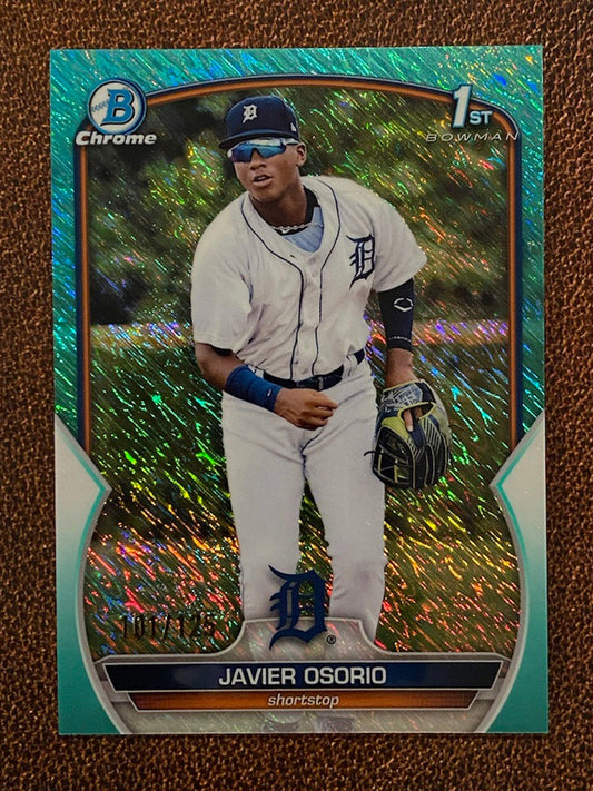 Javier Osorio - 2023 Bowman Chrome - 1st Aqua Shimmer /125 - Tigers