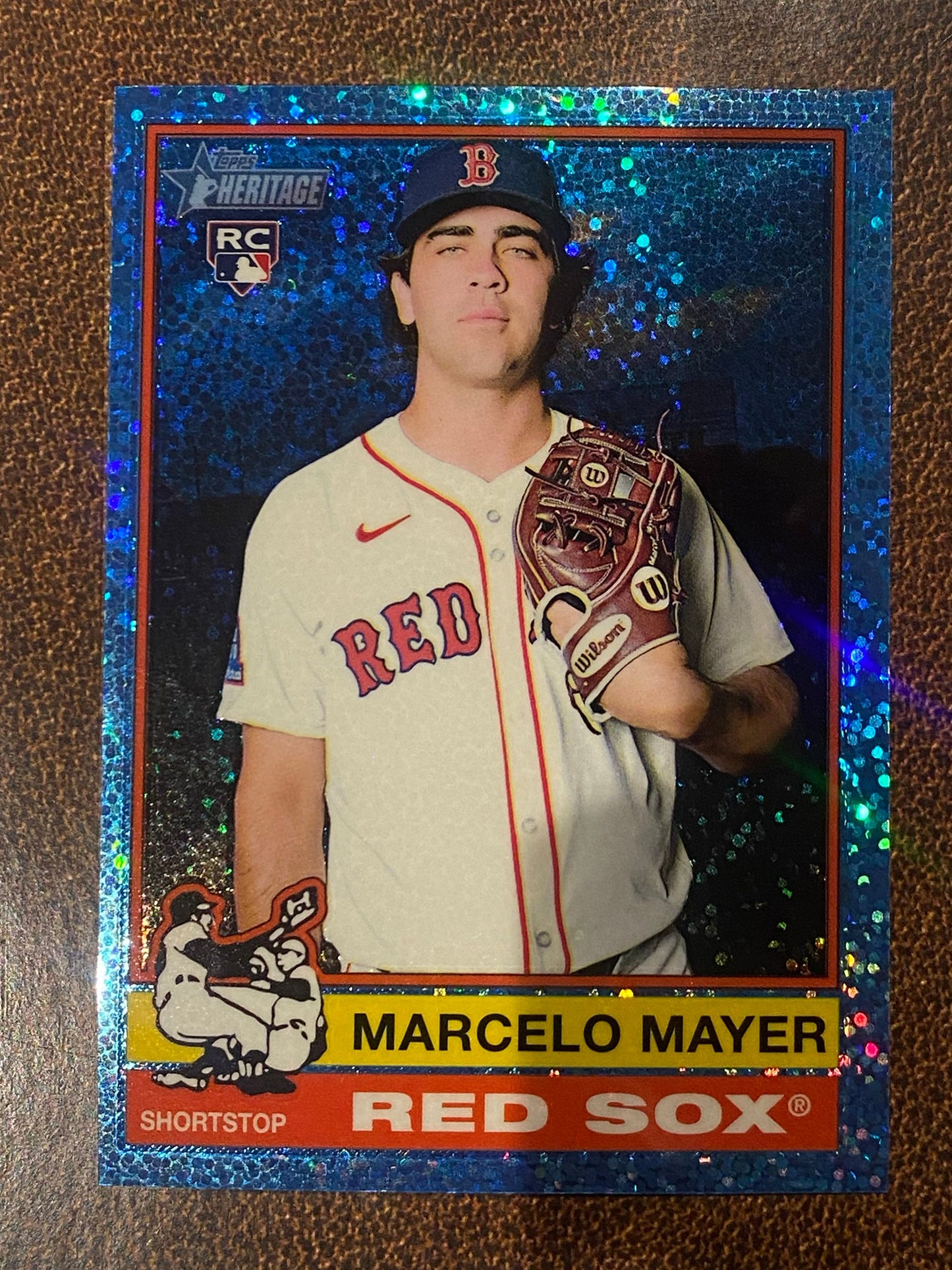 Marcelo Mayer - 2025 Topps Heritage High Number - Blue Sparkle - Red Sox