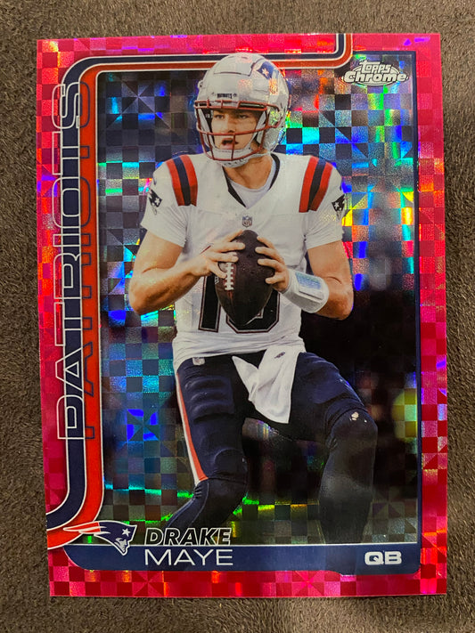 Drake Maye - 2025 Topps Chrome - PINK X-Fractor - Patriots