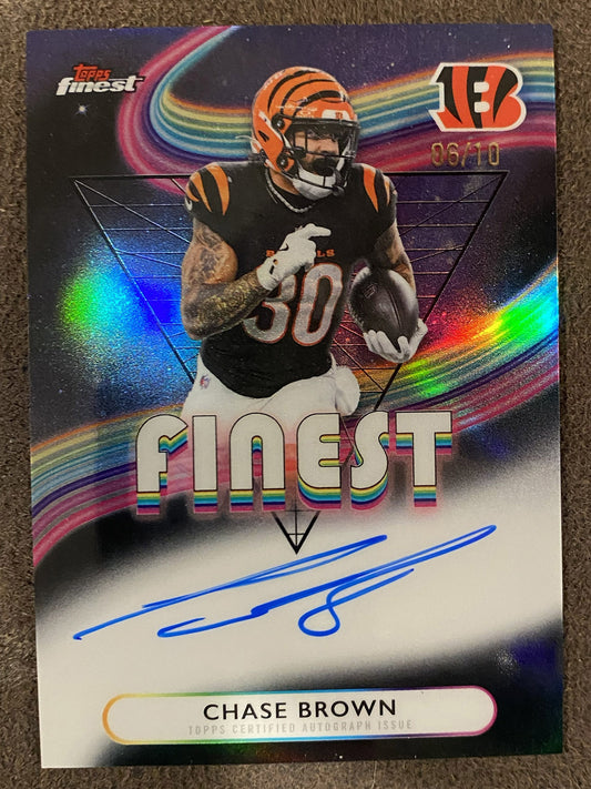 Chase Brown - 2025 Topps Finest - BLACK AUTO /10 - Bengals