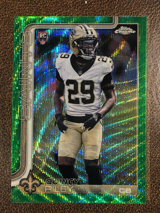 Quincy Riley - 2025 Topps Chrome - GREEN Wave Refractor /99 - Saints