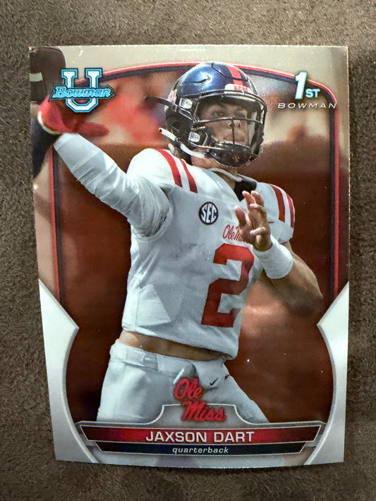 Jaxson Dart - 2022 Bowman Chrome University - 1st Chrome Base - Giants