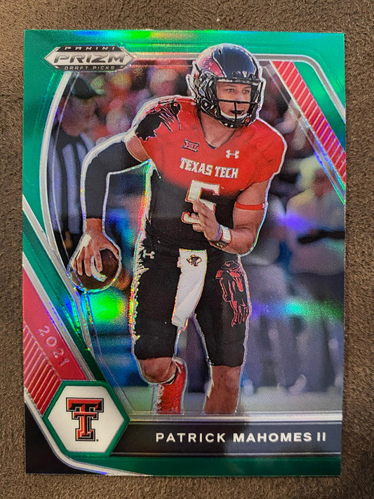 Patrick Mahomes - 2021 Panini Prizm Draft Picks - Green Refractor - Chiefs