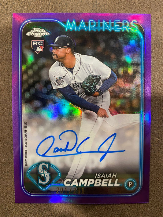 Isaiah Campbell - 2024 Topps Chrome - Purple Refractor AUTO /250 - Red Sox