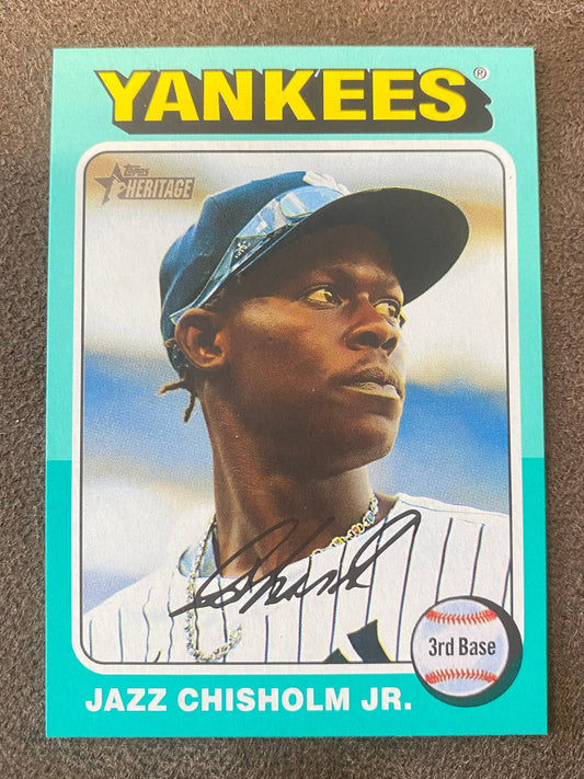 Jazz Chisholm Jr. - 2024 Topps Heritage High Number - Aqua Border - Yankees