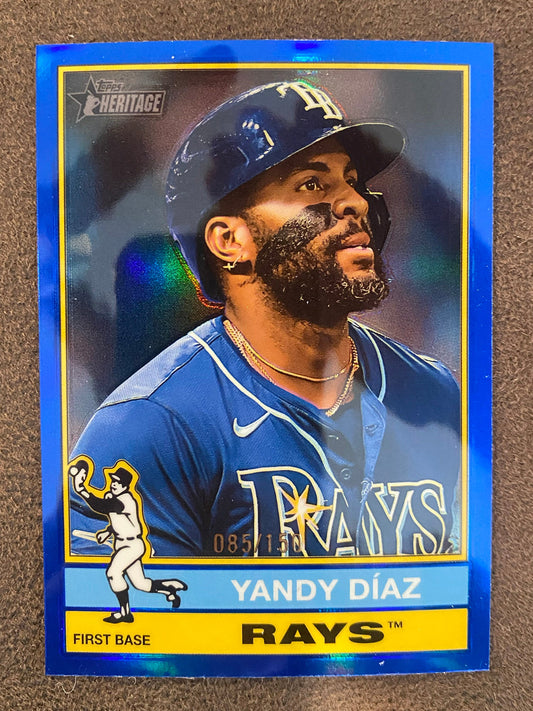 Yandy Diaz - 2025 Topps Heritage - Blue Chrome Refractor /150 - Rays