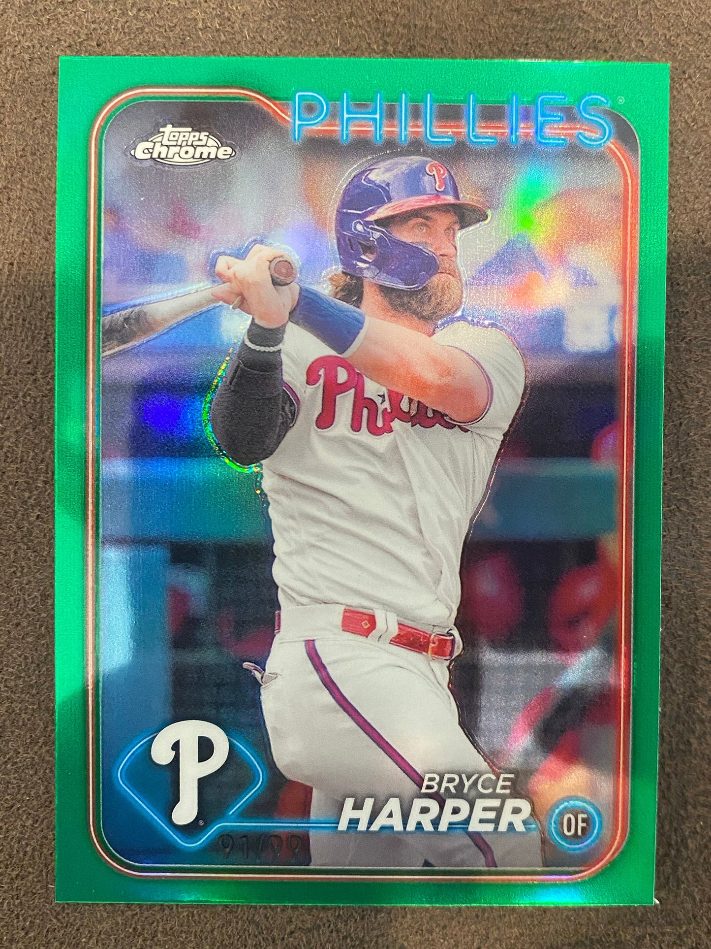 Bryce Harper - 2024 Topps Chrome - True Green Refractor /99 - Phillies
