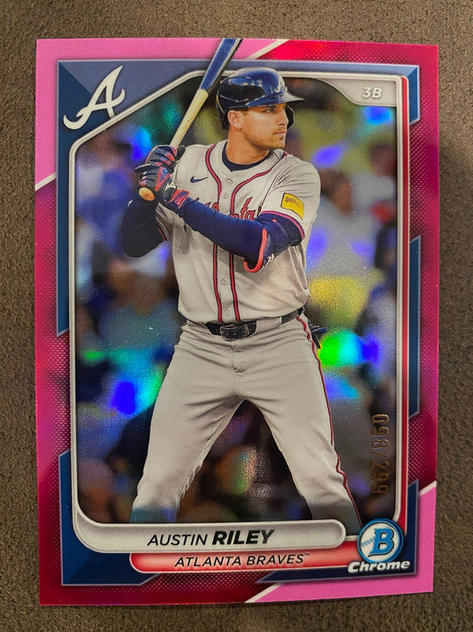 Austin Riley  - 2024 Bowman Chrome -  Fuchsia Refractor /250 - Braves