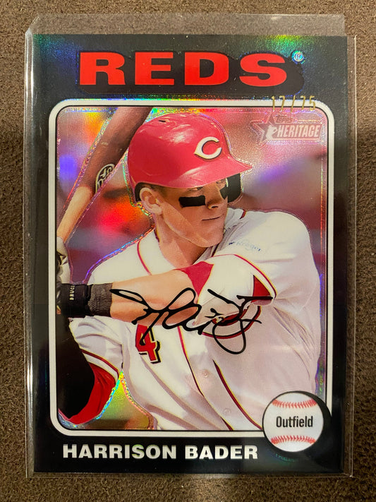Harrison Bader - 2024 Topps Heritage High Number - Black Chrome Refractor /75 - Reds