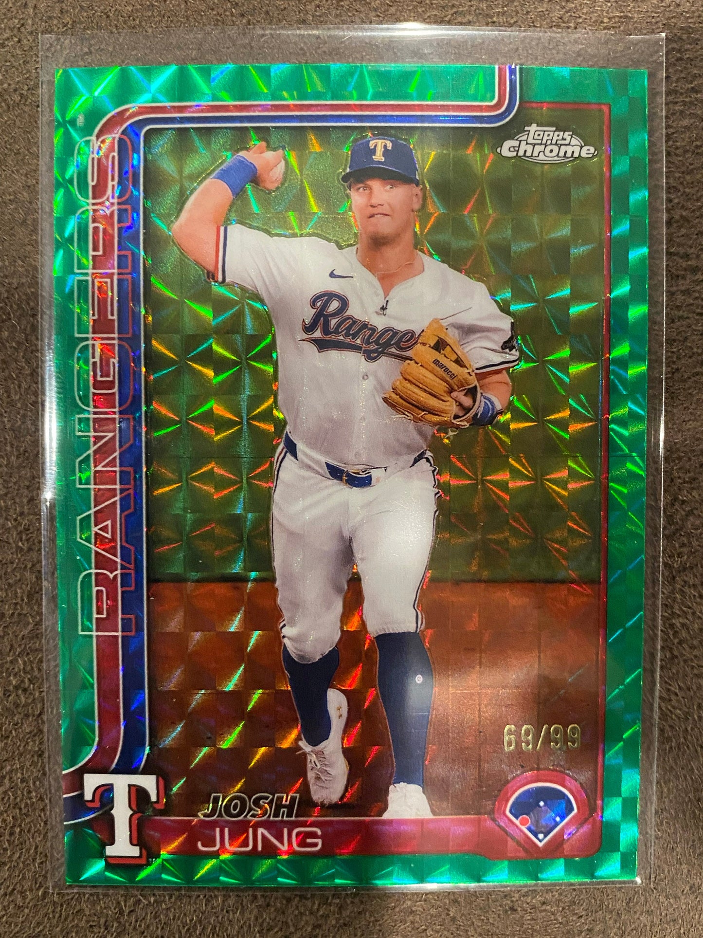 Josh Jung - 2025 Topps Chrome - Green Geometric /99 - Rangers