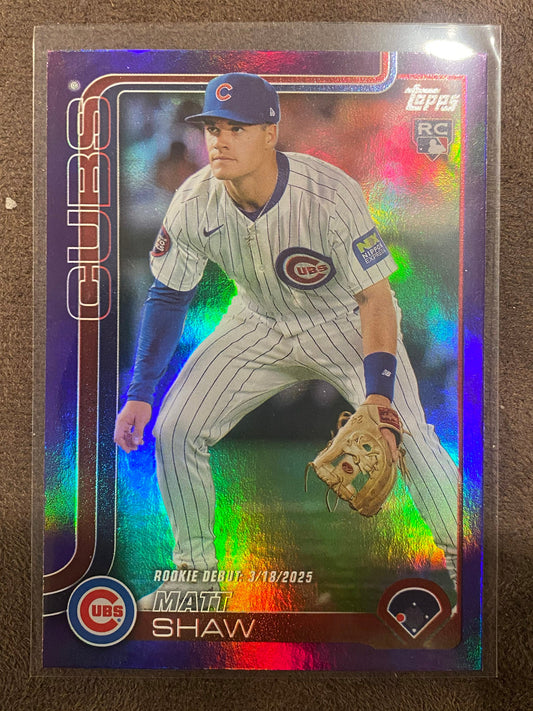 Matt Shaw - 2025 Topps Update - Rookie Debut PURPLE /250 - Cubs