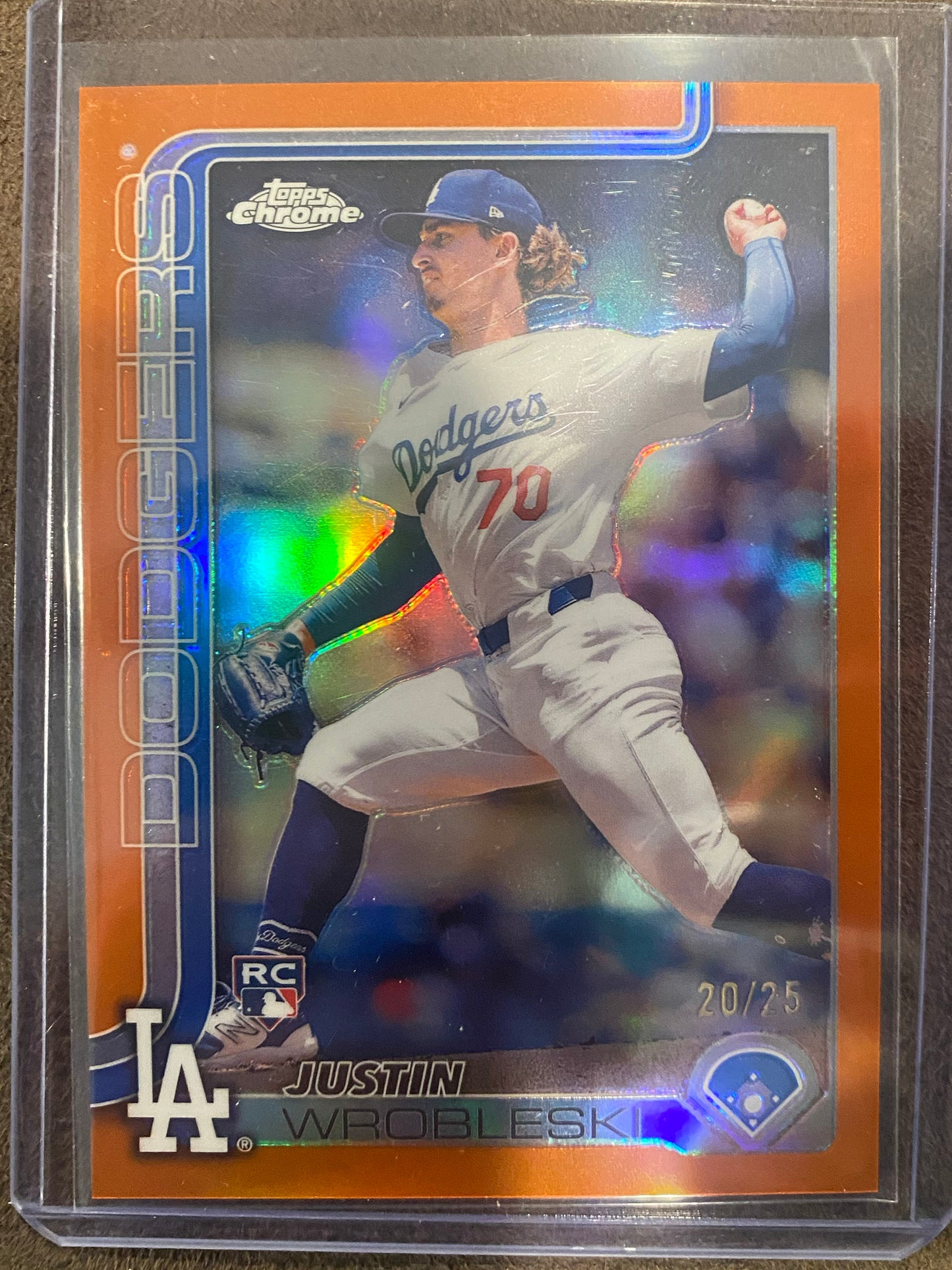 Justin Wrobleski - 2025 Topps Chrome - ORANGE Refractor /25 - Dodgers