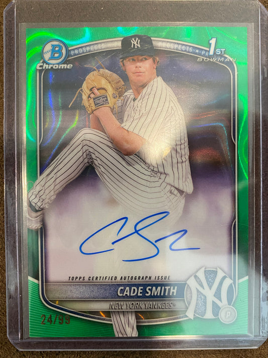 Cade Smith - 2025 Bowman - GREEN 1st Bowman Lava AUTO /99 - Yankees