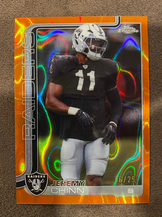 Jeremy Chinn - 2025 Topps Chrome - ORANGE Lava /25 - Raiders