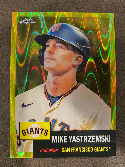 Mike Yastrzemski - 2022 Topps Chrome Platinum Anniversary - Yellow Raywave /250 - Giants