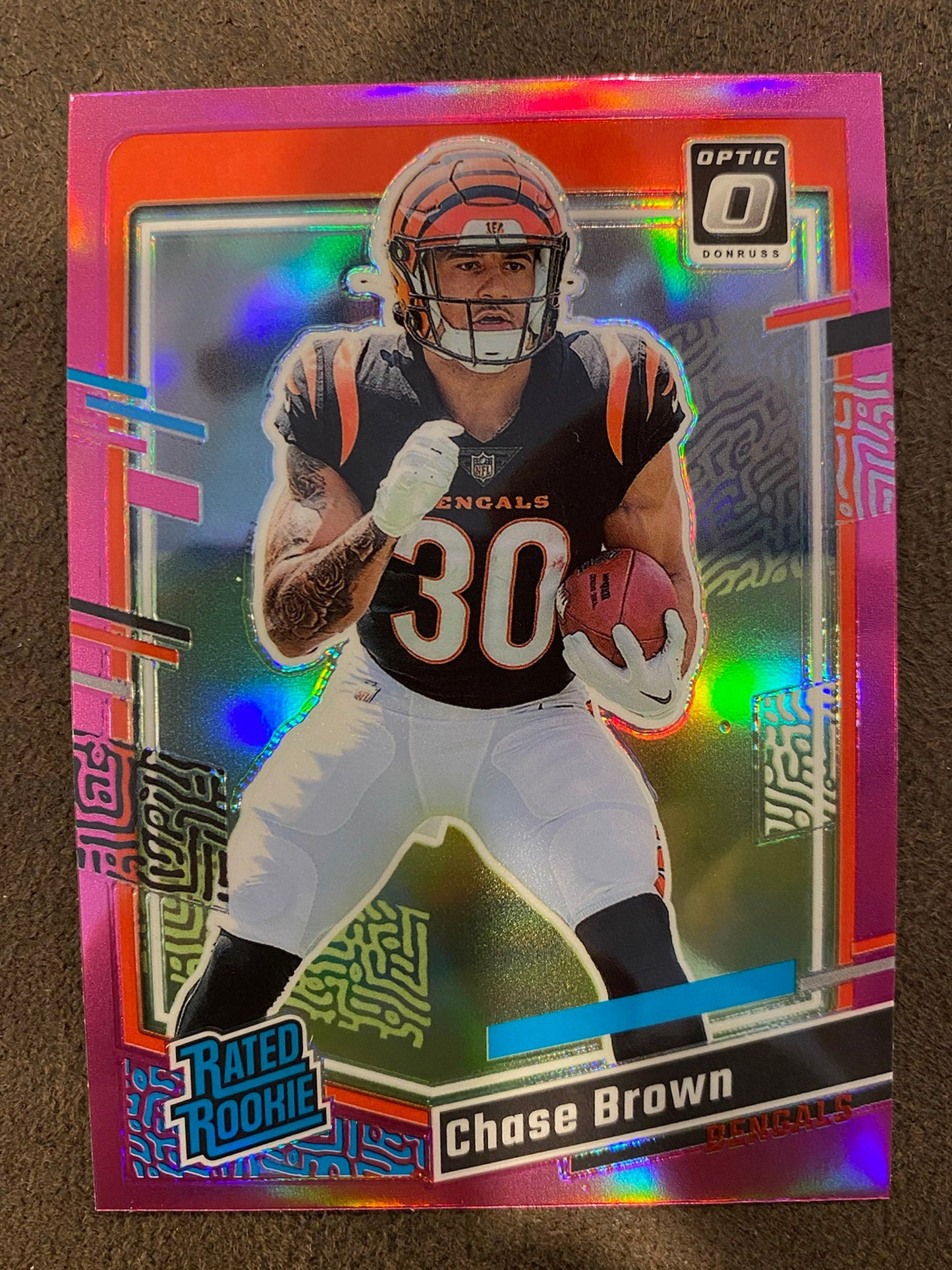 Chase Brown - 2023 Donruss Optic - Pink Refractor Rated Rookie - Bengals