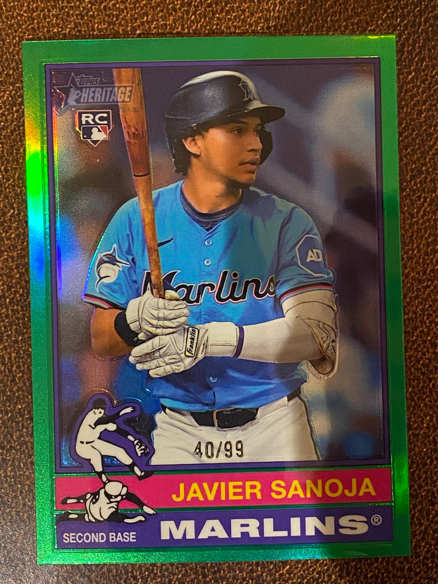 Javier Sanoja - 2025 Topps Heritage - Green Refractor /99 - Marlins