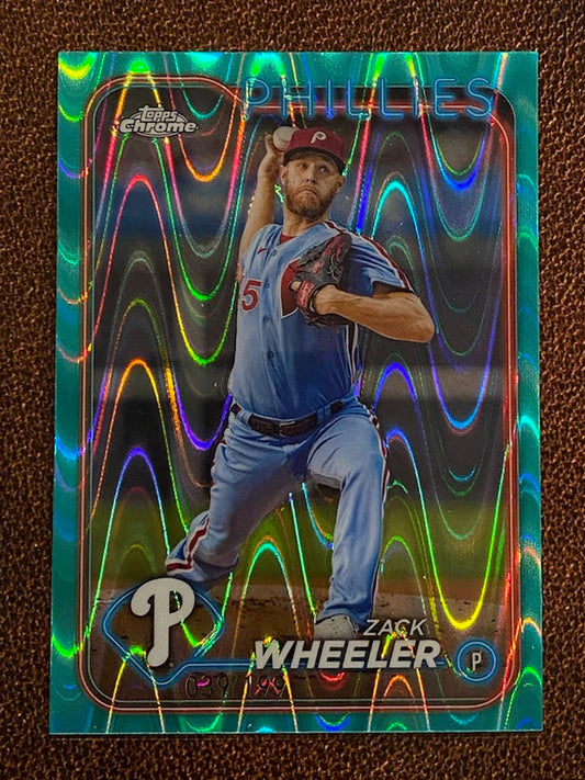 Zach Wheeler - 2024 Topps Chrome - Aqua Raywave /199 - Phillies