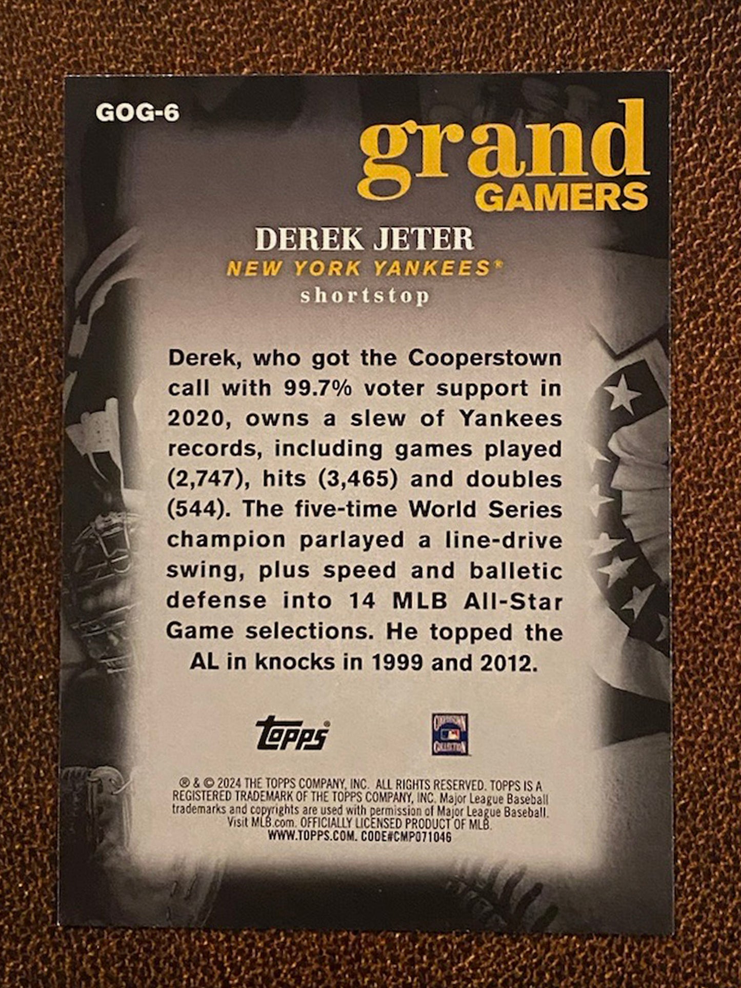 Derek Jeter - 2024 Topps Series 1 - Grand Gamers Blue Parallel - Yankees