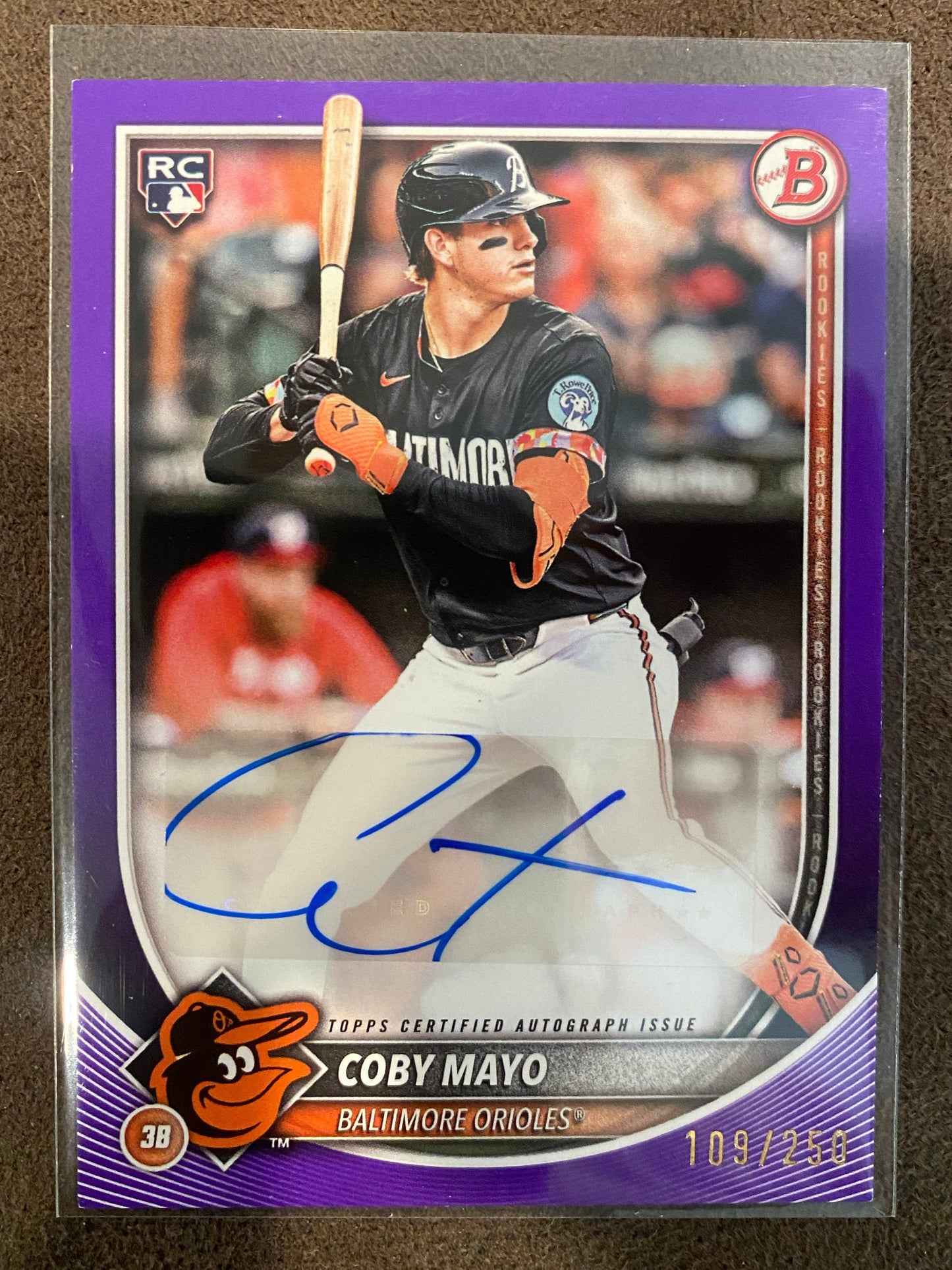 Coby Mayo - 2025 Bowman - PURPLE Paper AUTO /250 - Orioles