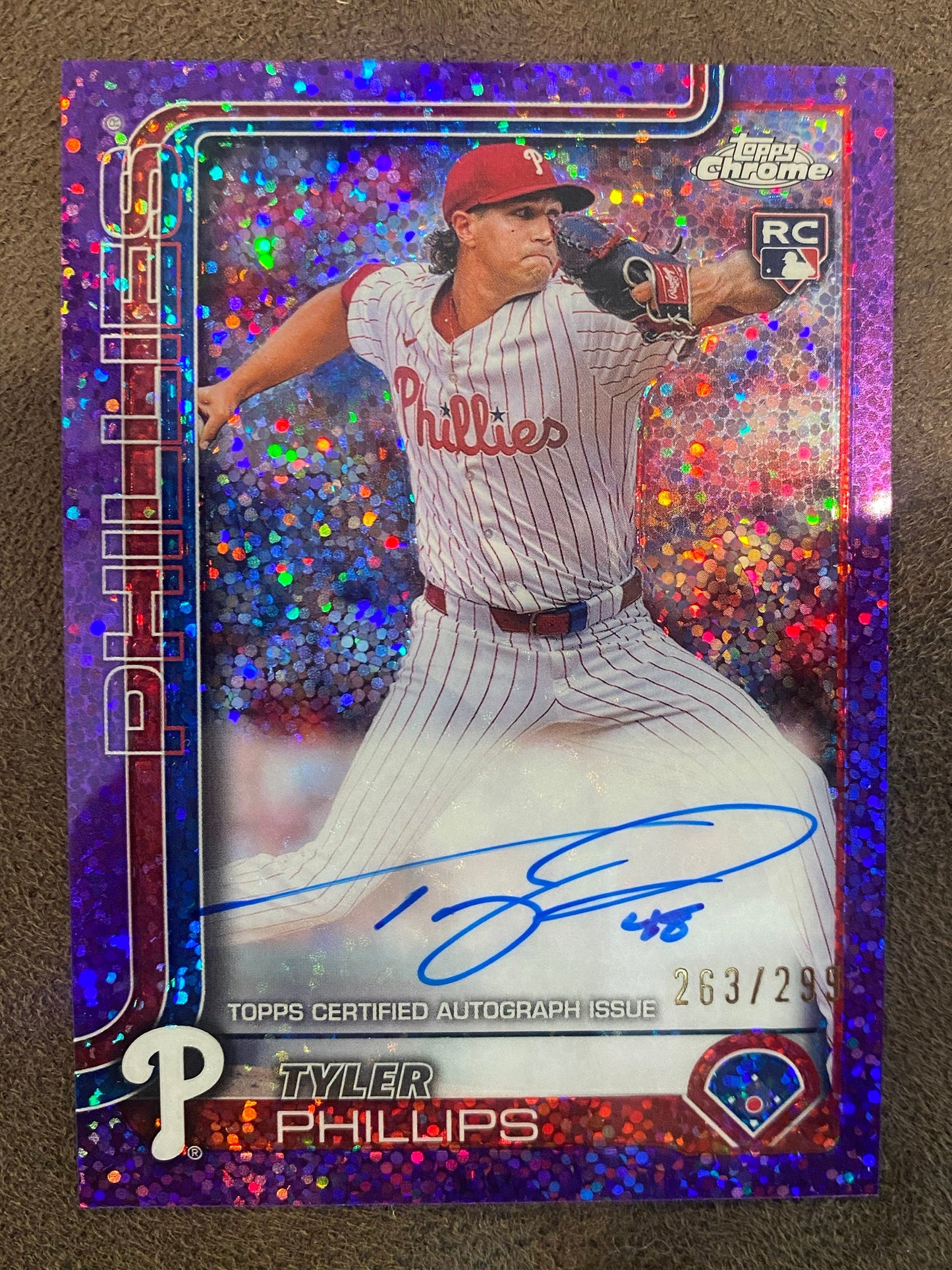 Tyler Phillips - 2025 Topps Chrome - Purple Speckle Auto /299 - Phillies