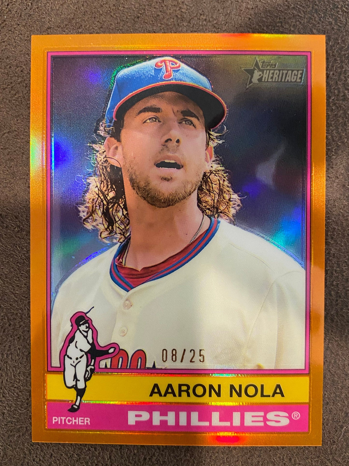 Aaron Nolan - 2025 Topps Heritage - Orange Refractor /25 - Phillies