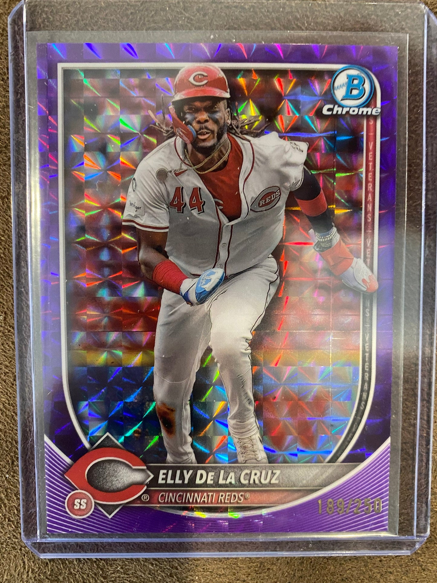 Elly De La Cruz - 2025 Bowman Chrome - Purple Geometric /250 - Reds