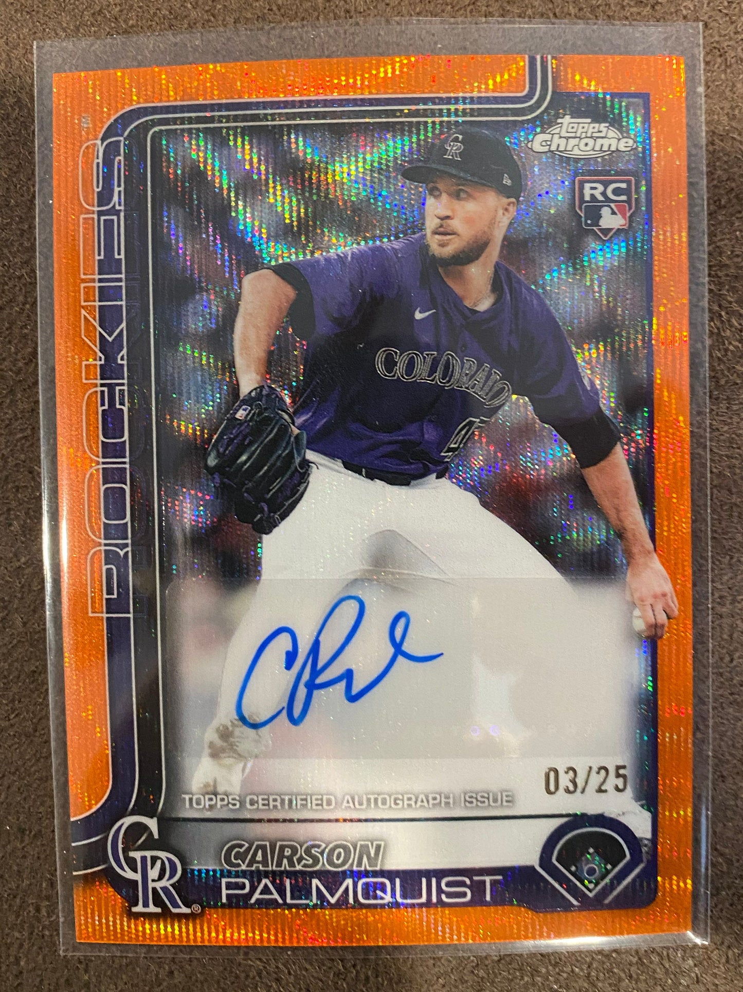Carson Palmquist - 2025 Topps Chrome Update - Orange Wave Rookie AUTO /25 - Rockies