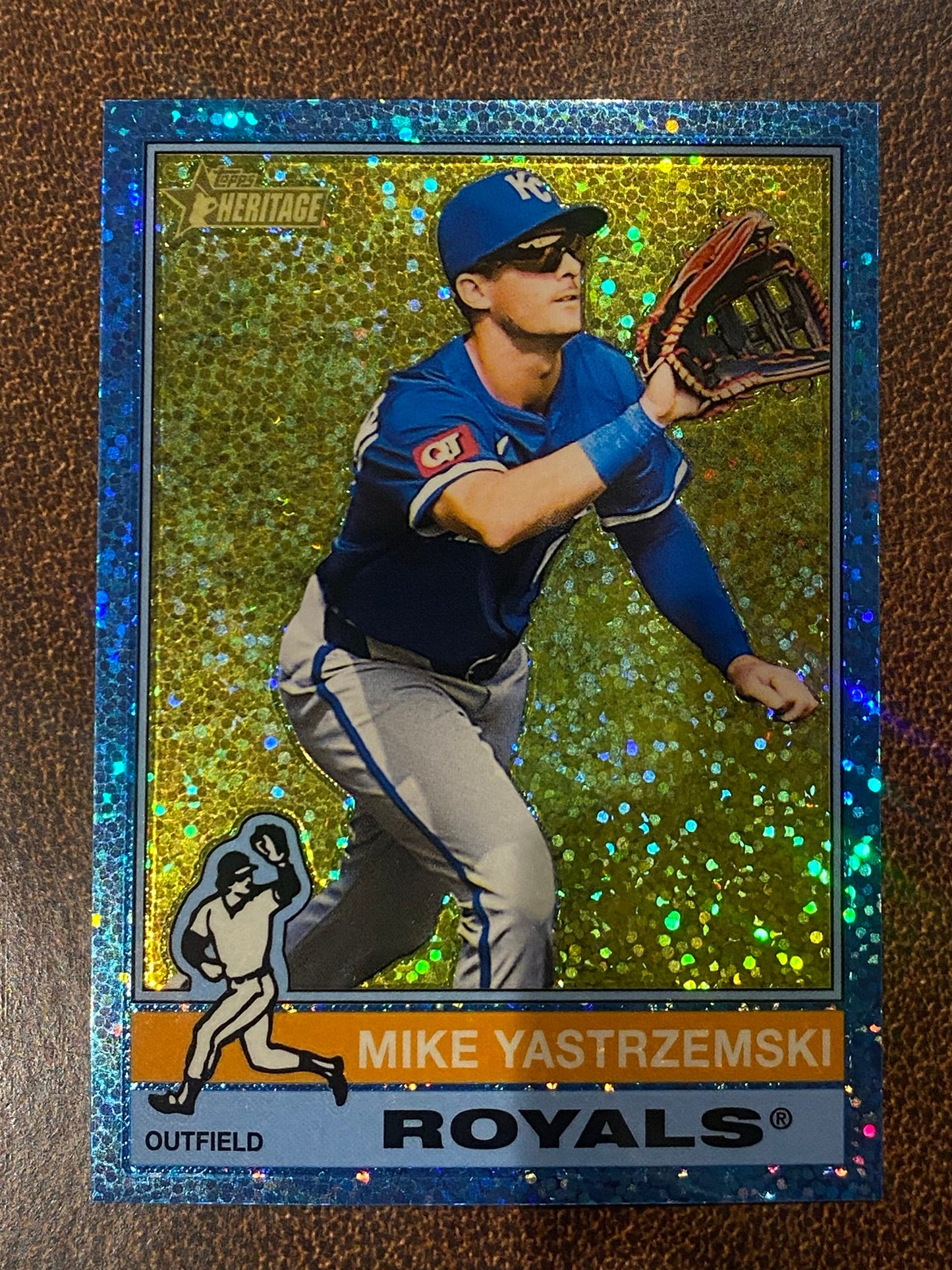 Mike Yastrzemski - 2025 Topps Heritage High Number - Blue Sparkle - Royals