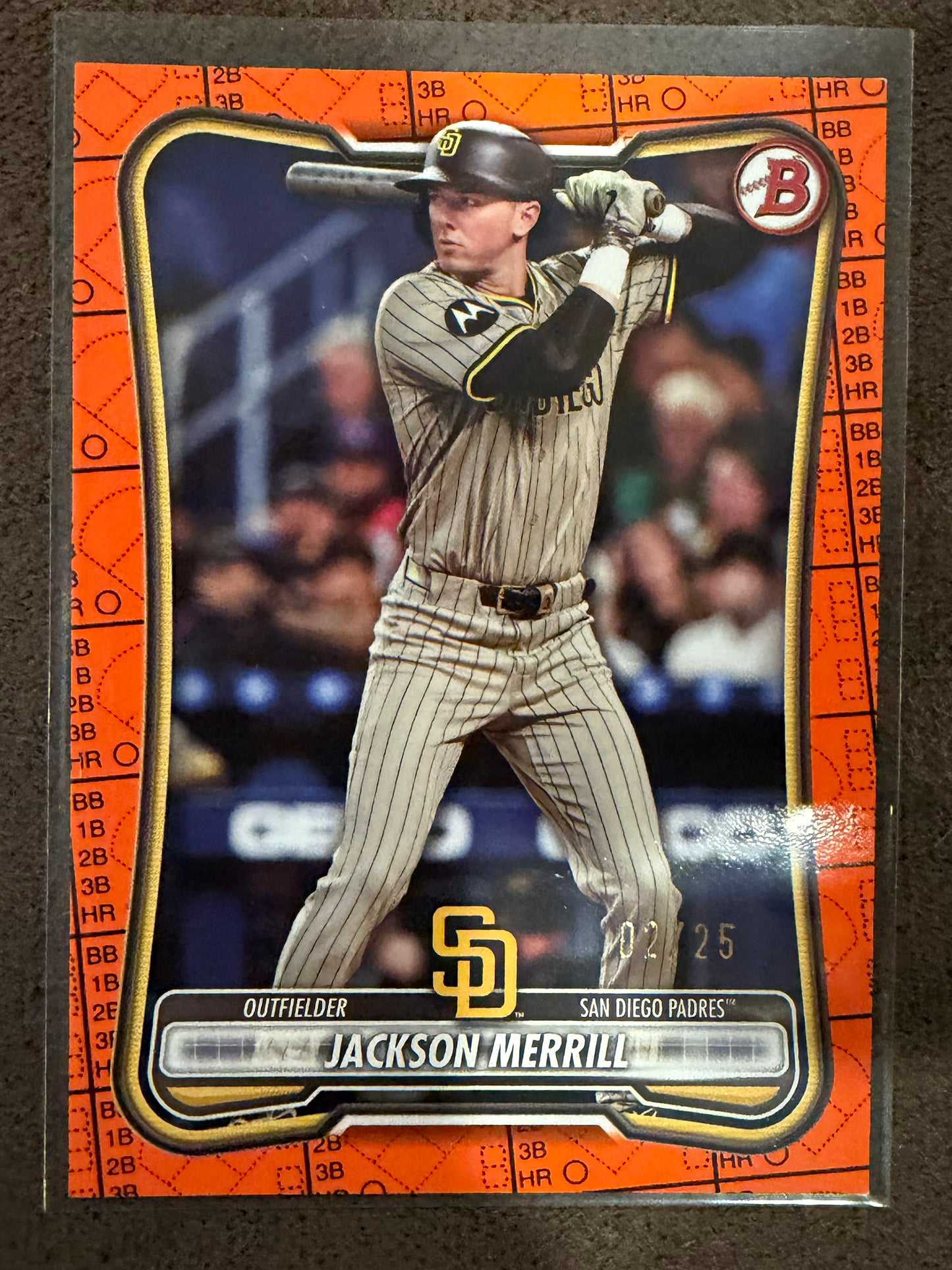 Jackson Merrill - 2026 Bowman - ORANGE Scorecard /25 - Padres