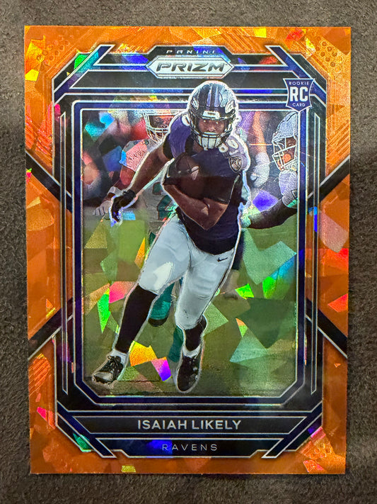 Isaiah Likely - 2022 Panini Prizm - Orange Cracked Ice Rookie - Ravens
